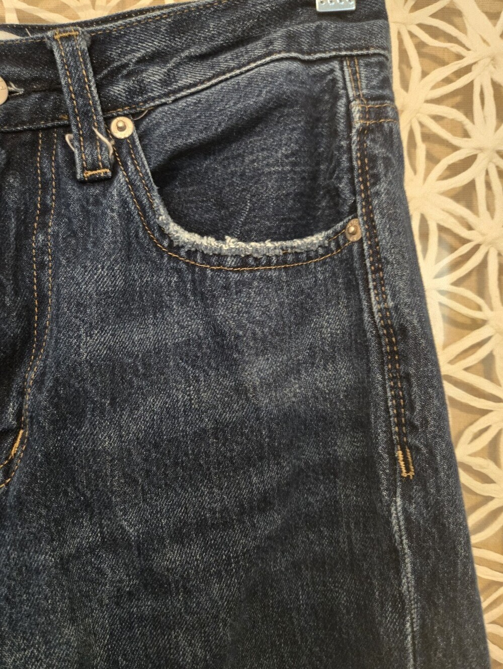 Pistola Cassie High Rise Straight Leg Cropped Distressed Jeans 26 Dark Wash - Picture 4 of 13